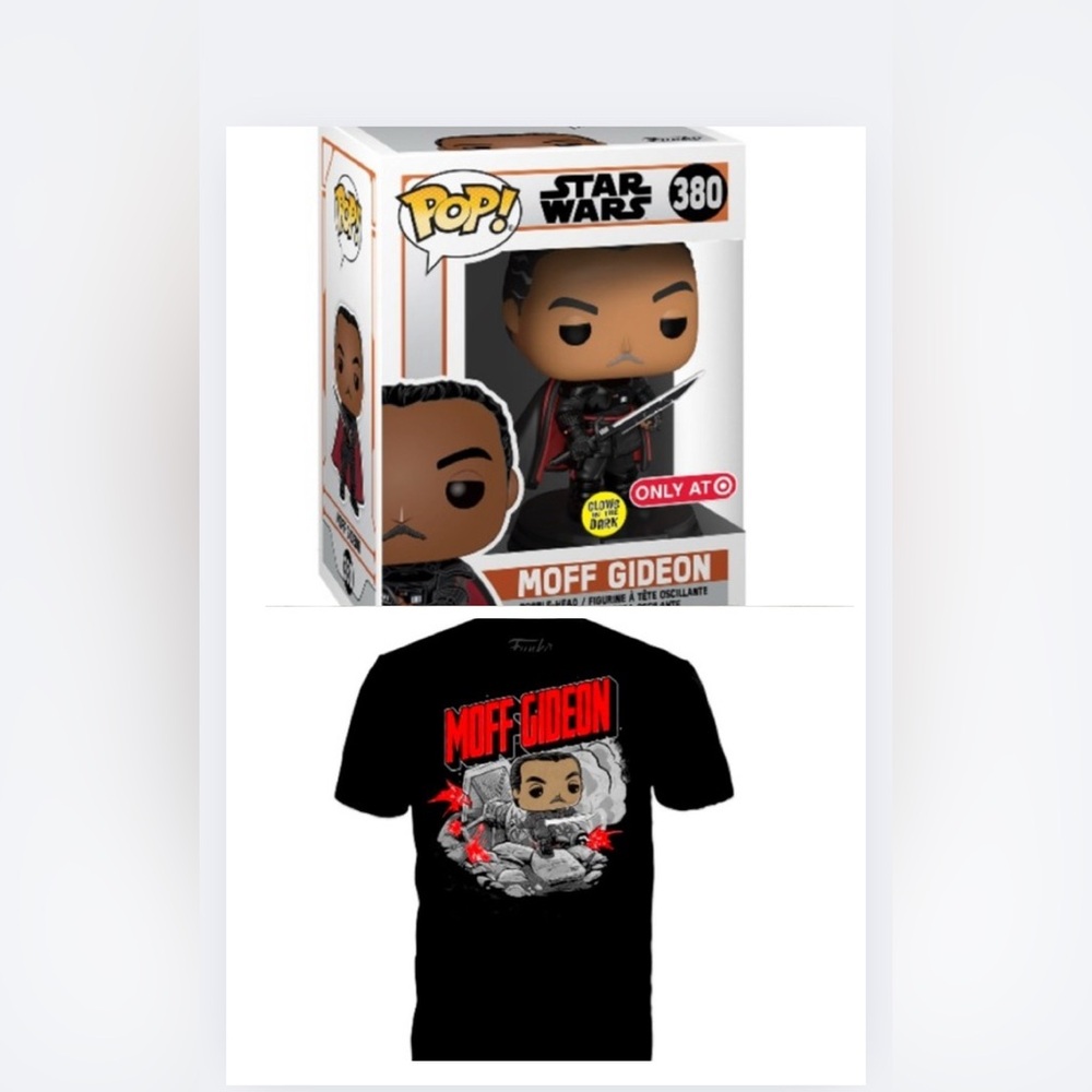 New Vaulted Pop & Tee Glow in Dark Exclus Star Wars The Mandalorian Moff Gideon